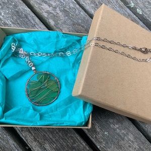 Sea Glass Necklace with Sterling Silver Chain